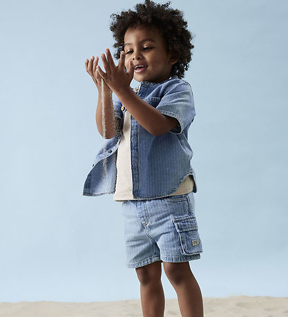 Name It Stuttermabolur - NmmFido - Light Blue Denim/STRIPES