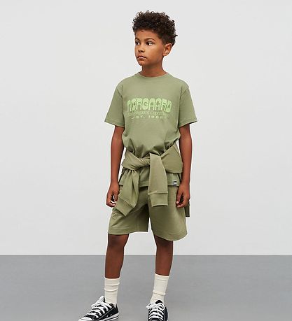 Mads Nørgaard T-shirt - Printed Thorlino - Oil Green w. Logo