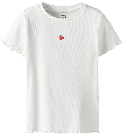Name It Stuttermabolur - Rib - NmfVivemma - Bright White/Strawbe