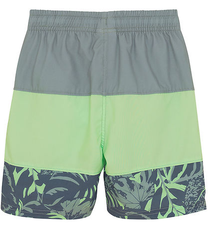 Color Kids Swim Shorts - Colorblock - Green Ash w. Print
