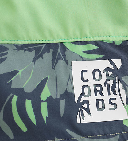 Color Kids Swim Shorts - Colorblock - Green Ash w. Print