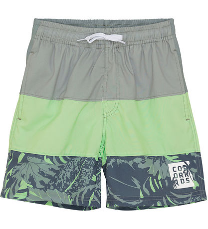 Color Kids Swim Shorts - Colorblock - Green Ash w. Print