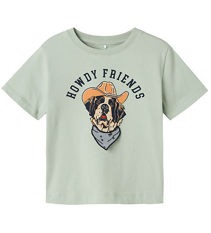 Name It T-shirt - NmmHasse - Aqua Gray w. Print