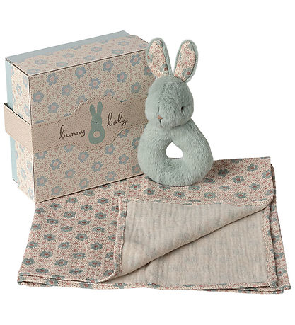 Maileg Rattle set - Harerangle/Muslin Cloth- Mint