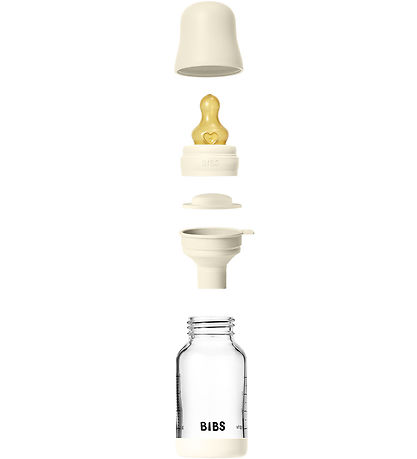 BIBS Peli - 120 ml - Gler/Náttúrulegt gúmmí - Ivory