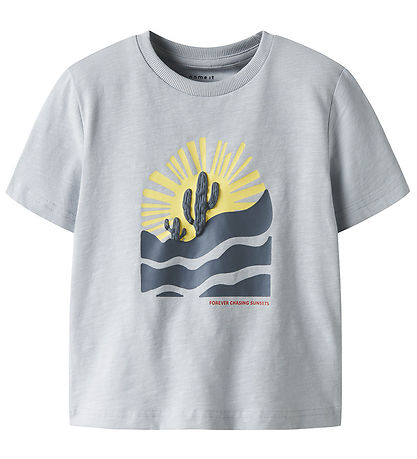 Name It T-shirt - Nmmhaldur - Pearl Blue w. Print