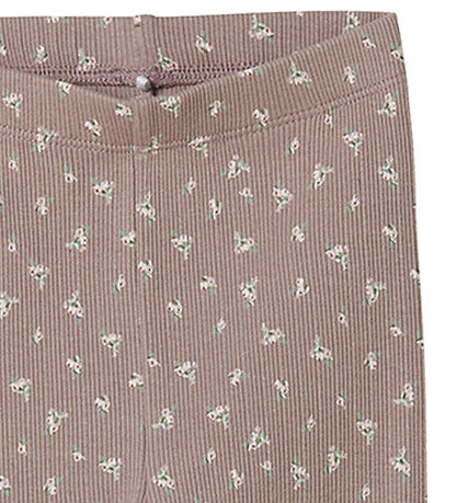 Name It Leggings - Rib - NmfHoise - Fjólublá blóm Dove M.