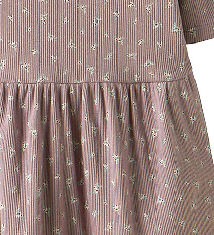 Name It Kleid - Rib - NmfHoise - Purple Dove m. Blumen