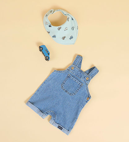 Name It Hängselbyxor - Lin/Bomull - NbmLou - Mörkblå Denim