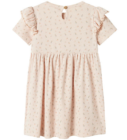 Lil' Atelier Kjóll - Rib - NmfGago - Peach Blush M. Blóm