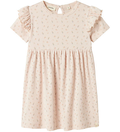 Lil' Atelier Kjóll - Rib - NmfGago - Peach Blush M. Blóm