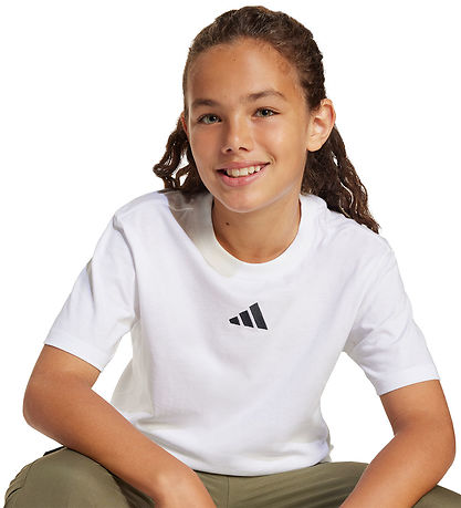 adidas Performance Stuttermabolur - J SL 160 - Hvítt/Svart