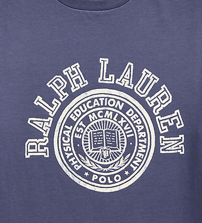 Polo Ralph Lauren Stuttermabolur - Rykblátt M. Prentað