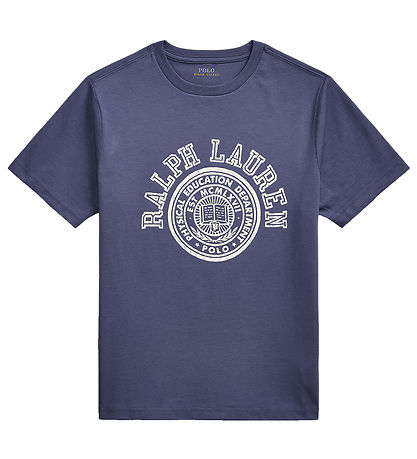 Polo Ralph Lauren Stuttermabolur - Rykblátt M. Prentað