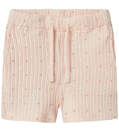 Lil' Atelier Stuttbuxur - Rib - NmfHulla - Peach Blush M. Hjörtu