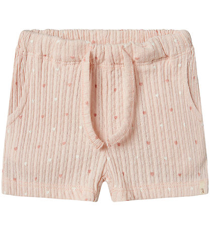 Lil' Atelier Shorts - Rib - NbfHulla - Peach Blush m. Hjerter