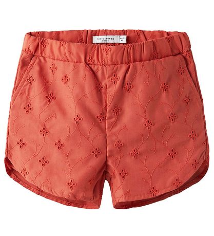 Name It Stuttbuxur - NmfVioleta - Kryddað Coral M. Útsaumur Angl