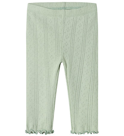 Name It Leggings - NbfJsilke - Aqua Grátt M. Mynsturprjón