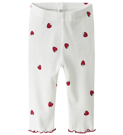 Name It Leggings - Rib - NbfJillie - Bright White m. Erdbeere