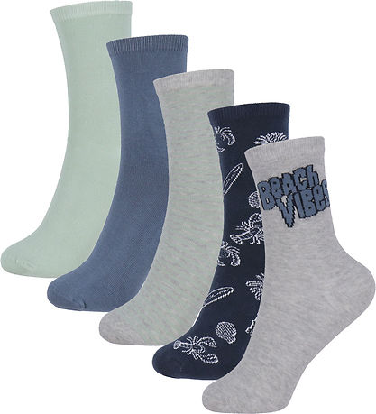 Name It Sokkar - 5 Pakki - NkmVaks - Light Grey Melange/Strönd