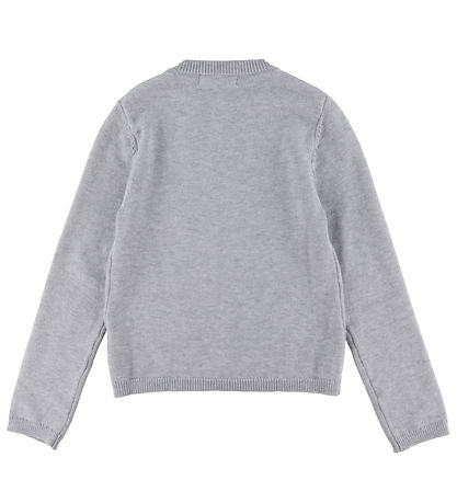Hound Cardigan - Knitted - One Button - Light Grey Melange