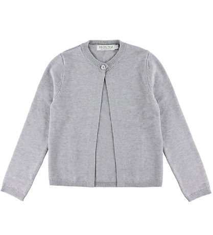 Hound Cardigan - Knitted - One Button - Light Grey Melange