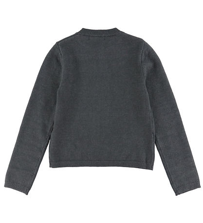 Hound Cardigan - Knitted - One Button - Dark Grey Melange