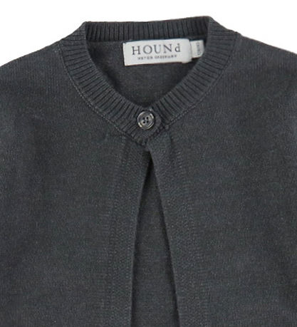 Hound Cardigan - Knitted - One Button - Dark Grey Melange