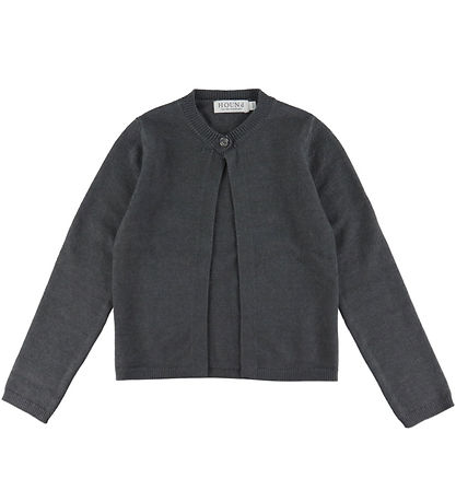 Hound Cardigan - Knitted - One Button - Dark Grey Melange