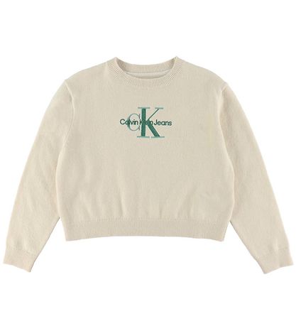 Calvin Klein Blússa - Prjónað - Einræða - Hvítkappi Grey