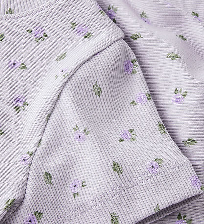 Name It Stuttermabolur - Rib - NmfHofie - Misty Lilac M. Blóm