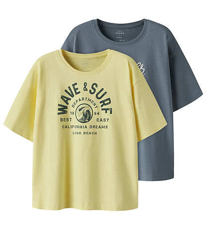 Name It T-shirt - NkmVictor - 2-Pack - Lemon Meringue/Blue Mirag