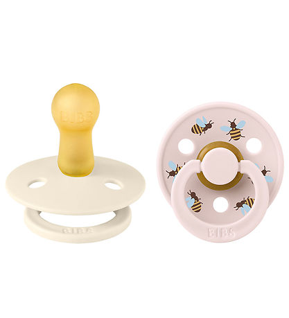 BIBS Colour Pacifiers - Size 2 - 2-Pack - Round - Ivory Mix