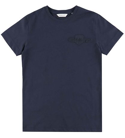 GANT Stuttermabolur - Tónn - Evening Blue