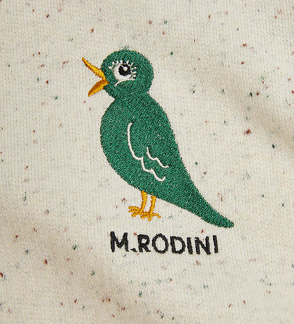 Mini Rodini Sweatpants - Cream Melange w. Bird