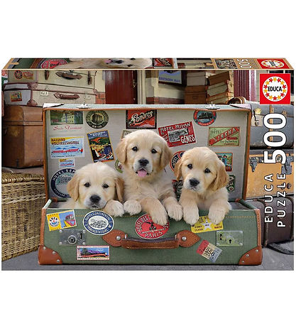 Educa Jigsaw Puzzle - 500 Bricks - Puppies In The Luggage