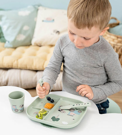 Done by Deer Dinner Set w. Suction Cup - Tiny Farm Green