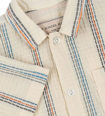 Konges Sløjd Shirt s/s - Vincent - Antique White w. Stripes