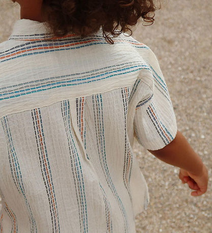Konges Sløjd Shirt s/s - Vincent - Antique White w. Stripes