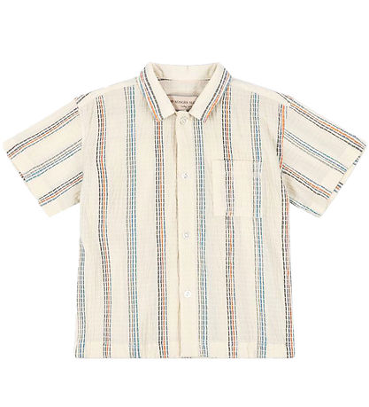 Konges Sløjd Shirt s/s - Vincent - Antique White w. Stripes