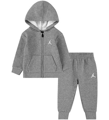 Jordan Sweat Set - Cardigan/Sweatpants - Carbon Heather w. Logo