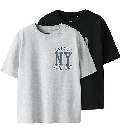 Name It - T-shirt - NkmValix - 2-Pack - Light Grey Melange/Black