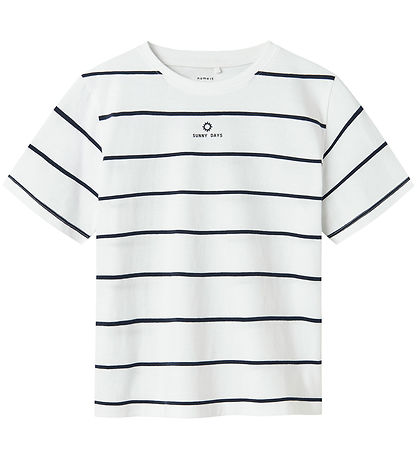 Name It Stuttermabolur - NkmJaben - Bright White/Dökkblátt Blaze