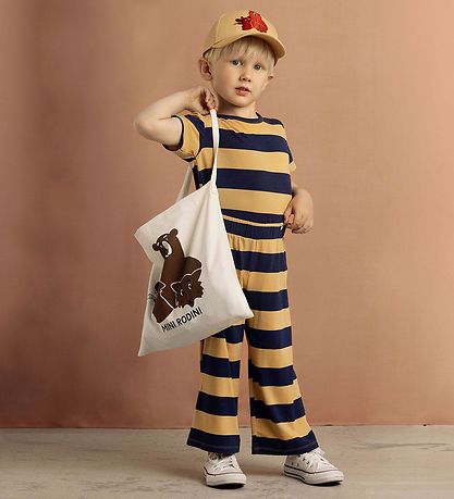 Mini Rodini Trousers - Beige/Navy Striped