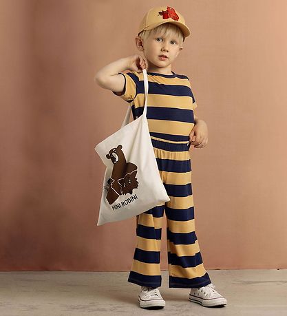 Mini Rodini T-shirt - Beige/Navy Striped