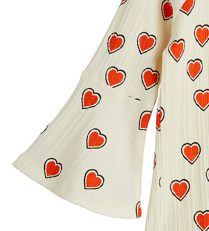 Mini Rodini Blússa - Rib - Offwhite M. Hjörtu