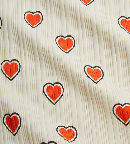 Mini Rodini Blússa - Rib - Offwhite M. Hjörtu