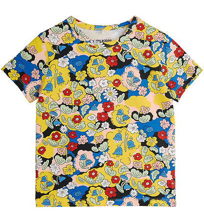 Mini Rodini T-shirt - Yellow w. Flowers