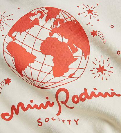 Mini Rodini Peysa - Samfélag - Offwhite/Rautt