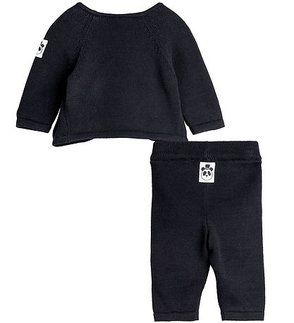 Mini Rodini Set - Tröja/Byxor - Stickad - Svart